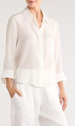 TWP Boyfriend Silk Button-Up Shirt in Ivory at Nordstrom Rack, Size X-Large