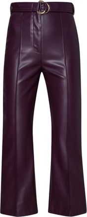 Liu Jo Flare Cropped Leren Broek - Dames - Wijde Broeken - Paars - XL - Polyester - Broeken