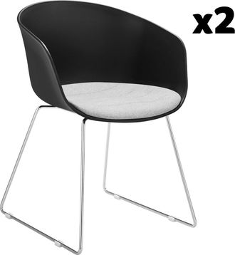 TecTake 2 sillas de comedor con reposabrazos de plástico, asientos acolchados