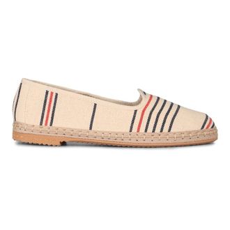 Maneb&igrave; Gestreepte canvas espadrilles met ronde neus - Dames - Espadrilles - Beige - 39 EU - Katoen - Schoenen