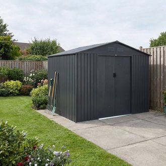 Sweeek (8.7 X 10.1ft) 8.95m&sup2; Metal Garden Storage Shed in Grey