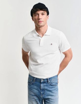 GANT Mens GANT Regular Shield Pique Polo Shirt, White - Size: 40