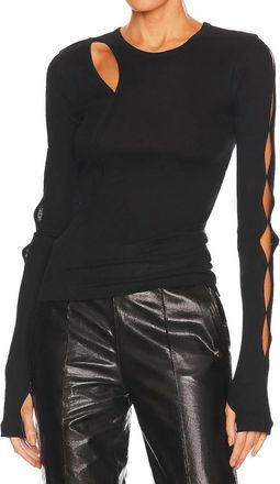 Helmut Lang Long Sleeve Slash Top In Black