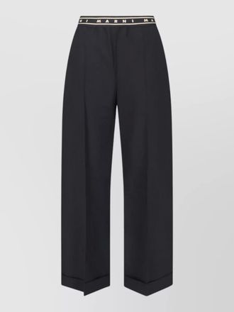 Marni pleated front trousers side pockets turn up hem