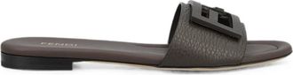 Fendi Brown Logo Leather Sandals