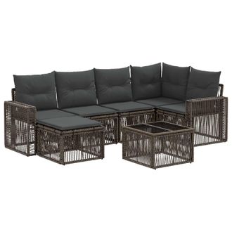 vidaXL Conjunto De Sof&aacute;s De Jard&iacute;n 7 Pcs Gris Y Gris Oscuro Vidaxl