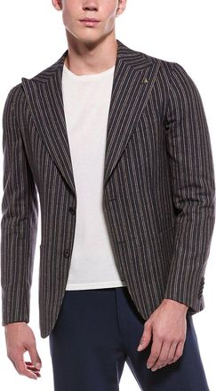 Corneliani Cc Collection Unbalanced Striped Wool, Silk, & Linen-Blend Jacket
