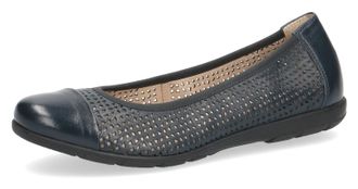 Caprice Ballerina CAPRICE, Damen, Gr. 36, blau (dunkelblau), Leder, unifarben, Schuhe Ballerina, Slipper, Bequemschuh, Schlupfschuh mit Perforation