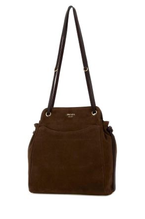 Prada Womens Brow Suede Medium Prada Carry Bucket Bag Cacao Borse A Mano