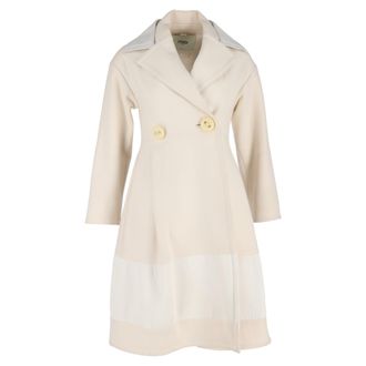 Fendi Fendi Dubbelbreasted Jas in Cr&egrave;me Wol
