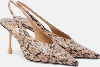 Jimmy Choo London Isa snake-effect leather slingback pumps