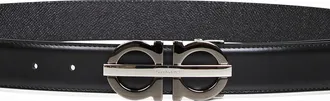 Ferragamo Mens Black Gancini Reversible Belt Calf Leather