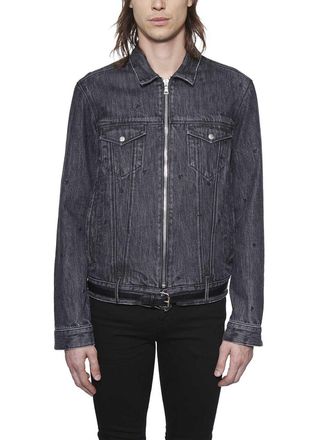 Alberta Ferretti Alberta Ferretti Mens Denim Jacket With Leathewr Belt - Dark Grey Cotton - Size Large