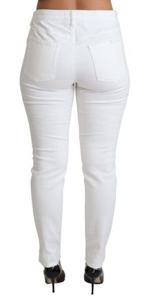 Dolce & Gabbana Womens White Tattered Skinny Denim Cotton Stretch Jeans Elastane Clothing