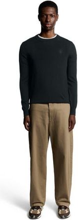 Lyle & Scott Tonal Eagle Merino Crew Neck Sweater in Jet Black at Nordstrom, Size Xx-Large