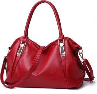 Generic Compatible For Women Shoulder Bag Solid Color Soft Large Capacity Crossbody Handbag(Burgundy)