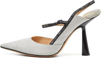 Jimmy Choo London 100mm glitter-embellished slingback pumps - Grey