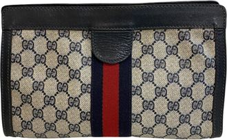 Gucci Navy Pvc Clutch Bag Pouch (Pre-Owned)
