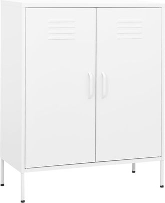 vidaXL Vidaxl Armadietto Bianco 80x35x101,5 Cm In Acciaio