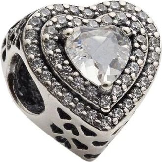 Pandora Sparkling Levelled Hearts Charm - female - Pandora - Jewellery - Gray - ONE SIZE - Accessories