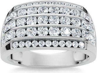 Pompeii3 2Ct Diamond Ring Mens Wide Multi Row in 10k White, Yellow, or Rose Gold