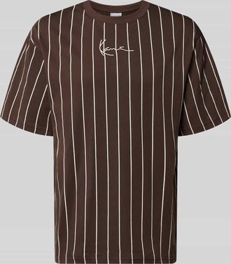 Karl Kani Regular Fit T-Shirt mit Logo-Stitching in Dunkelbraun, Gr&ouml;&szlig;e XXL