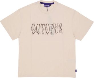 Octopus Tentakels Logo Tee Room Korte Mouw - Heren - T-shirts - Beige - S - Katoen - Tops