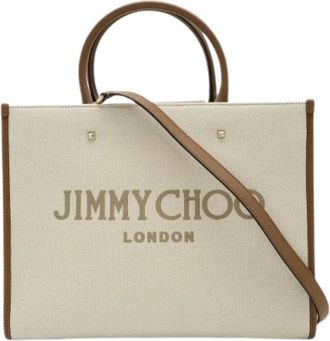 Jimmy Choo London Pre-owned Canvas Schoudertas - Dames - Vintage Shopper - Beige - ONE Size - Vintage