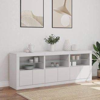 Berkfield Home Sideboard with LED Lights White 181.5x37x67 cm