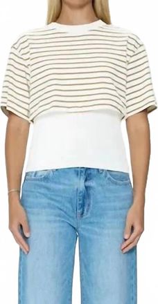 Pistola Denim Camryn Double Tee In Tan/ecru