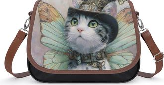Generic Cat with Butterfly Wings Fashion Womens Crossbody Bags Novelty Handbag Shoulder Bag Purse