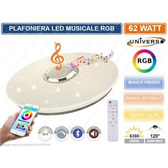 Trade Shop Trade Shop Traesio - Trade Shop - Plafoniera Led 3in1 Rgb 62w Circolare Cielo Stellato Bluetooth Altoparlante App
