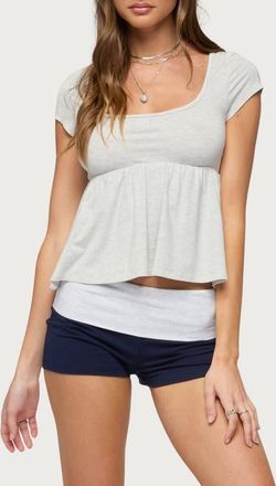 Edikted Kingsley Babydoll Top in Light-Gray-Melange at Nordstrom, Size X-Small