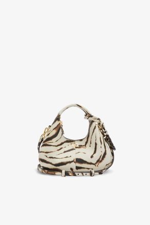 Ganni White Mini Hobo Bag in Zebra