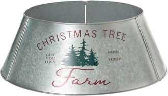 Beliani Base De &Aacute;rbol De Navidad De Hierro Tronco Redondo Moderno Accesorios Navide&ntilde;os Para Interiores Plateado Rovaniemi