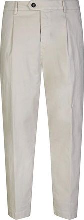 Eleventy Broeken, Heren, Beige, W32, Katoen, Katoenen Broek met Plooitjes