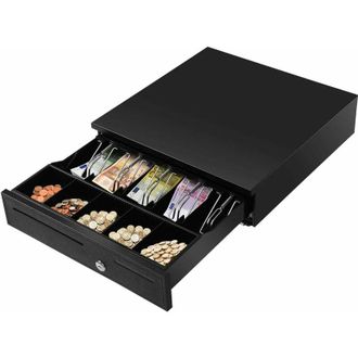Costway Costway - Caj&oacute;n Registradora Dinero Metal Caja De Efectivo Con Bandeja Recambio Para Billetes Y Monedas 40,5x42x10cm