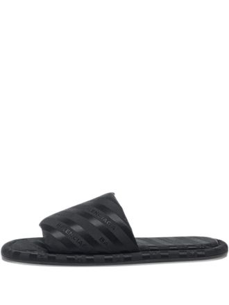 Balenciaga logo-stripe slides - Black