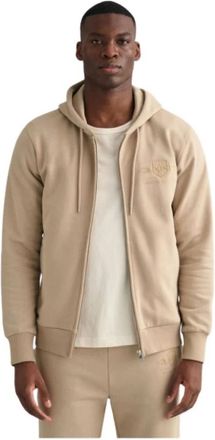 GANT Zip Hoodie Tonal Archive Shield - Heren - Vesten met rits - Bruin - XL - Katoen - Hoodies & sweatvesten