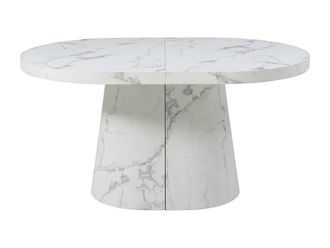Vente-Unique 6 - +12 Seater Extendable Dining Table In MDF - White Marble Effect
