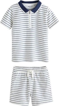 Next Kids Stripe Polo & Shorts Set in White at Nordstrom, Size 12-18M