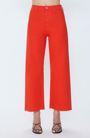 Pistola Denim Penny Crop High Waist Raw Hem Wide Leg Jeans in Chili at Nordstrom, Size 28
