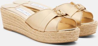 Jimmy Choo London Leda metallic leather espadrille wedges