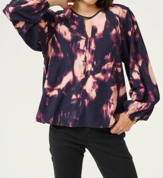 Kaffe Kadunora Cutout Neck Casual Fit Blouse In Purple