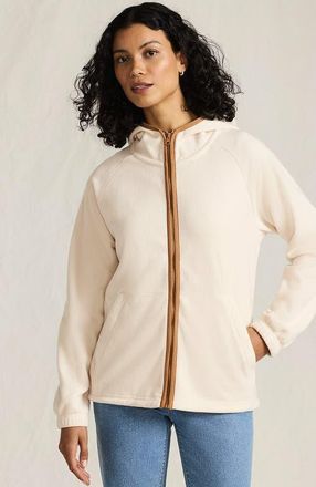 Lands End Anyweather RainDefense Fleece Full Zip Jacket in Ivory Latte at Nordstrom, Size X-Small