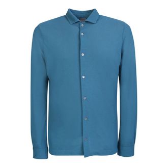 Zanone Blauw Katoenen Overhemd Klassieke Stijl - Heren - Casual Overhemden - Blauw - 3XL - Katoen - Overhemden