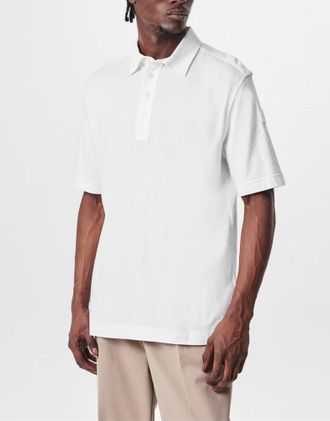 Moncler Mens Logo Patch Polo Shirt White Clothing > & T-Shirts