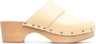 Aeyde Bibi 60mm leather wooden mules - women - Leather - 41 - Neutrals
