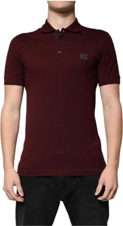 Dolce & Gabbana Polo T-shirt met Logodetails Maroon - Heren - Polos - Bruin - XS - Katoen - Tops