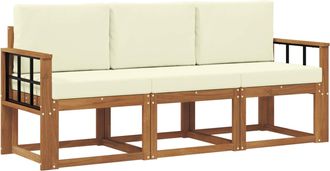 vidaXL Conjunto De Sof&aacute;s De Exterior 3 Uds. Natural Y Crema Vidaxl